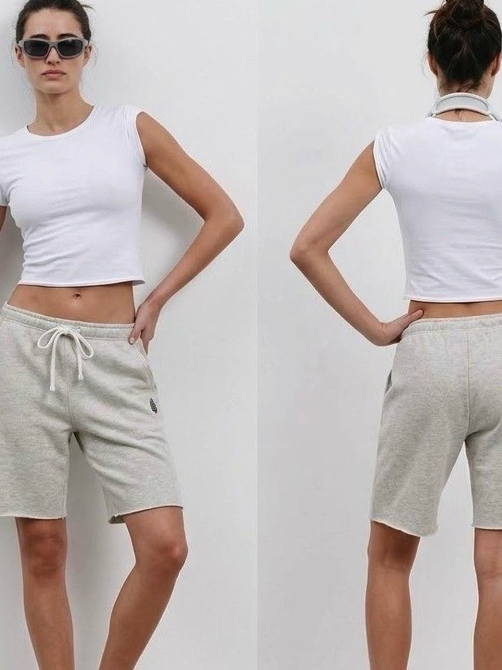 FP Movement by Free People Light Gray Drawstring Bermuda Shorts